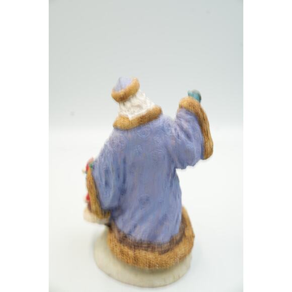 Vintage Santa Figurine w/ Child & Toy Bag – Blue Robe – 10" Tall Holiday Decor - Picture 5 of 7
